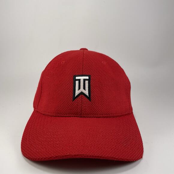 Nike Golf TW Tiger Woods One Flex Fit Dri-Fit ADV Cap Hat M/L Red Stitched Logo - Picture 1 of 9